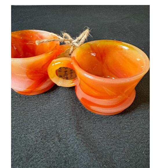 Set of 2 Hand Carved Carnelian Quartz Mugs - NEW-3.4 " - Picture 4 of 6